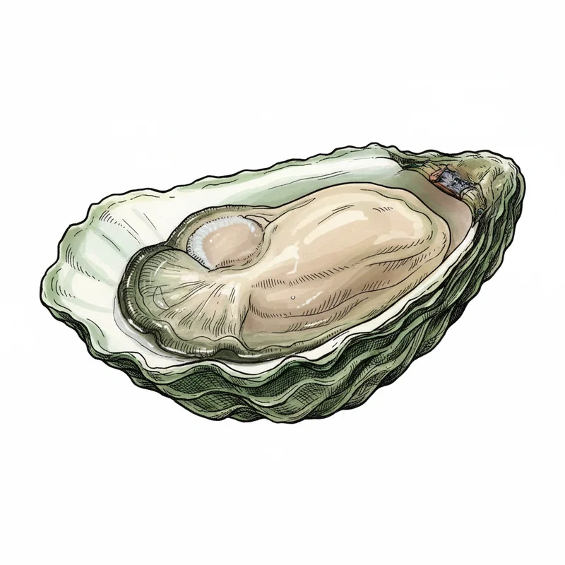 Hog Island Kumamoto oyster illustration