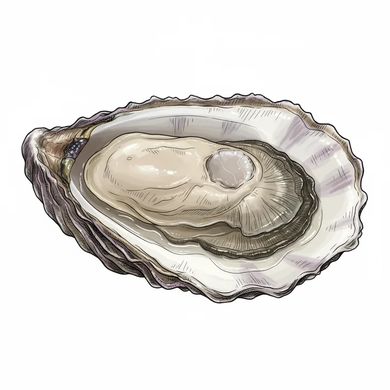 Olympia oyster illustration