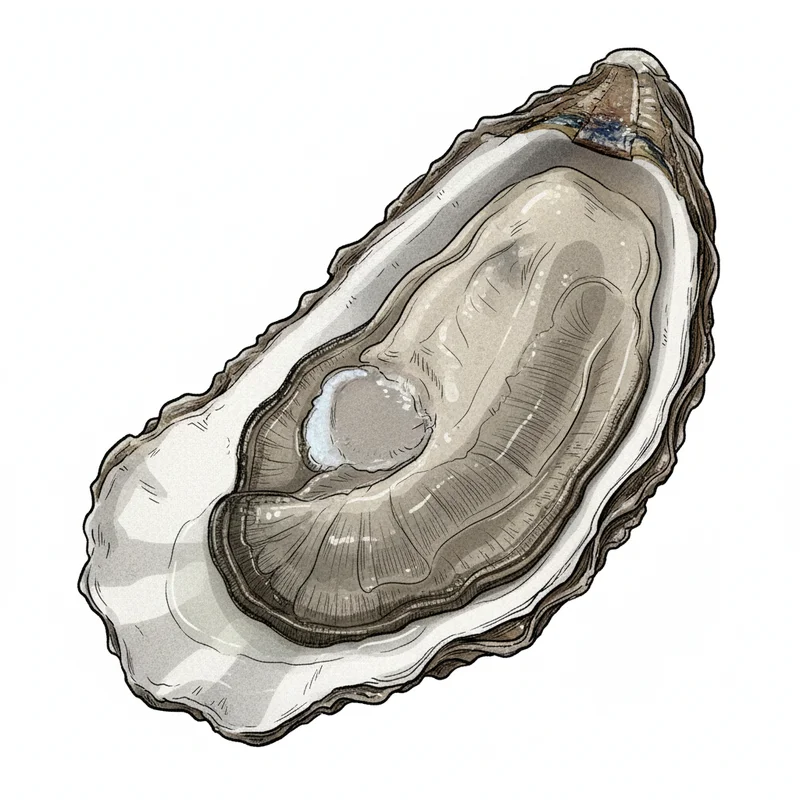 Raspberry Point oyster illustration